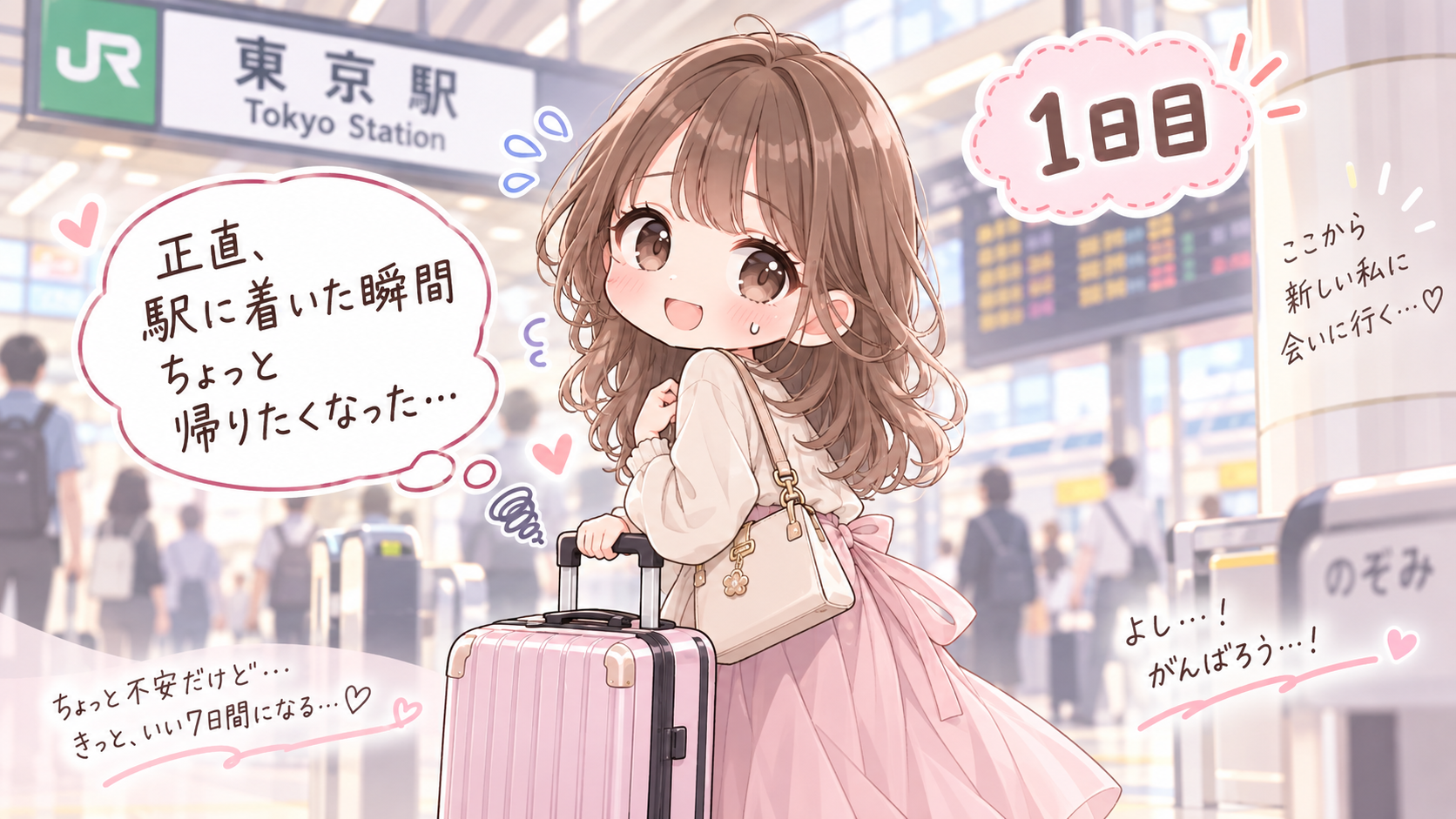 初めて風俗の出稼ぎへ向かうキャリーケースを持った22歳女性