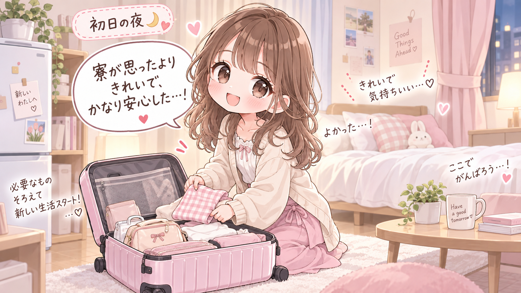 初めての風俗出稼ぎで個室寮に到着した女性